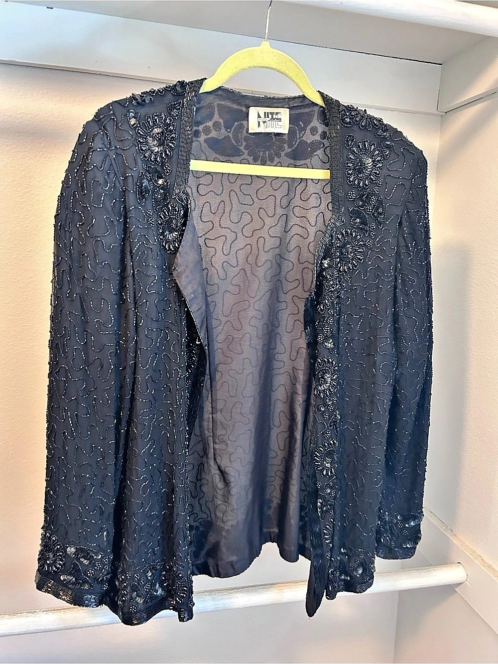 Vintage Niteline by Della Embellished Sheer Jacket in Black size M/L
